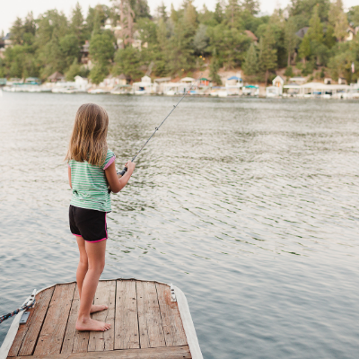 Young girl fishing