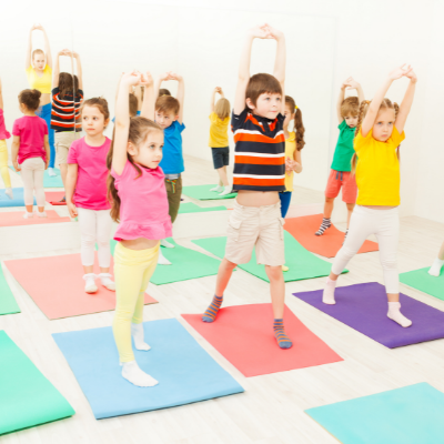 Group of kids in gymnastics class