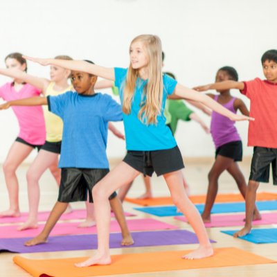Group of kids in yoga class